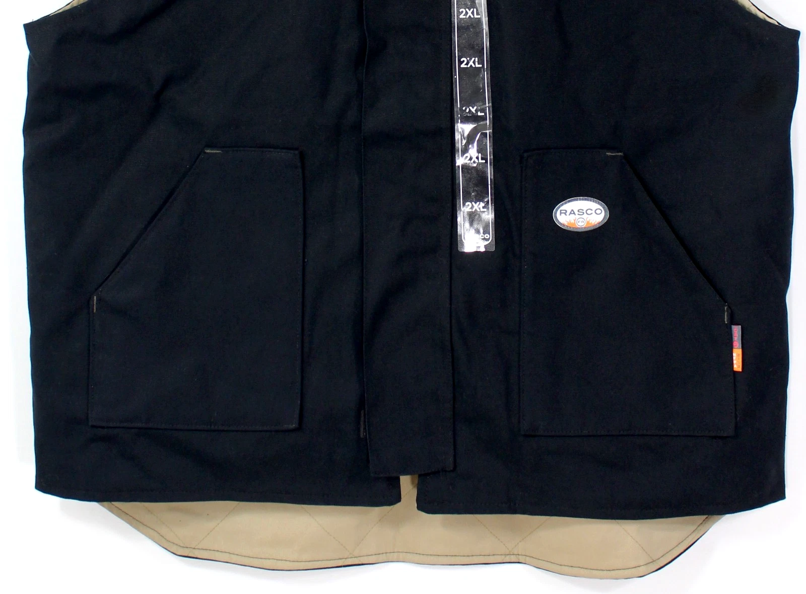 Rasco FR Mens 2XL Insulated Duck Work Vest Black CAT 3 Flame Resistant NWOT - product detail image 6