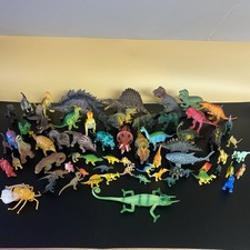 Lot 60 Vintage Plastic Dinosaur Figures Mixed Prehistoric Toy Bundle Bulk