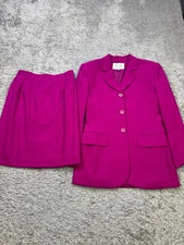 Le Suit Skirt Suit Women 4 Petite Fuchsia Pink Midi Pleated Pencil Blazer Jacket