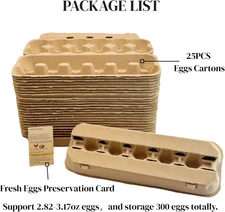 Egg Cartons,Natural Paper Pulp Eggs Carton, Empty Egg Crates Perfect for Cust...