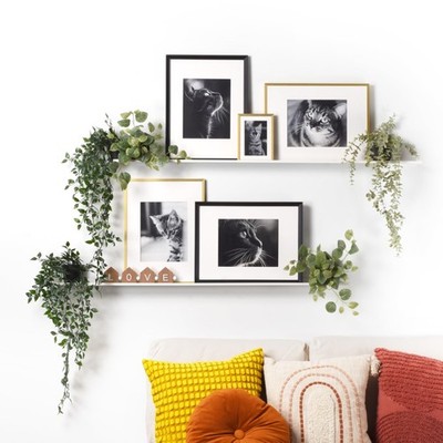 Metal Picture Ledge, Wall Mounted Floating Shelf - 48'' White (Set of 2)