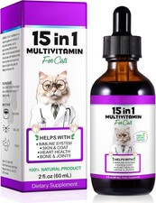 Cat Multivitamin,15 in 1 Cat Vitamins Liquid Drops Supplements for Heart Health,