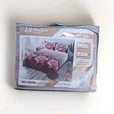 Priscilla 3PCS King Quilt Set Pink/Brown Floral Quilted 100 Cotton 90x102"