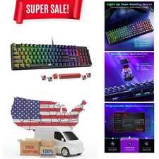 Mechanical Gaming Keyboard Wired, 11 Programmable Backlit Modes, Hot-Swappabl...
