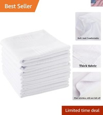 Elegant 6pc Cotton Handkerchief Set - 100 Soft White Hankies for Every Occasion