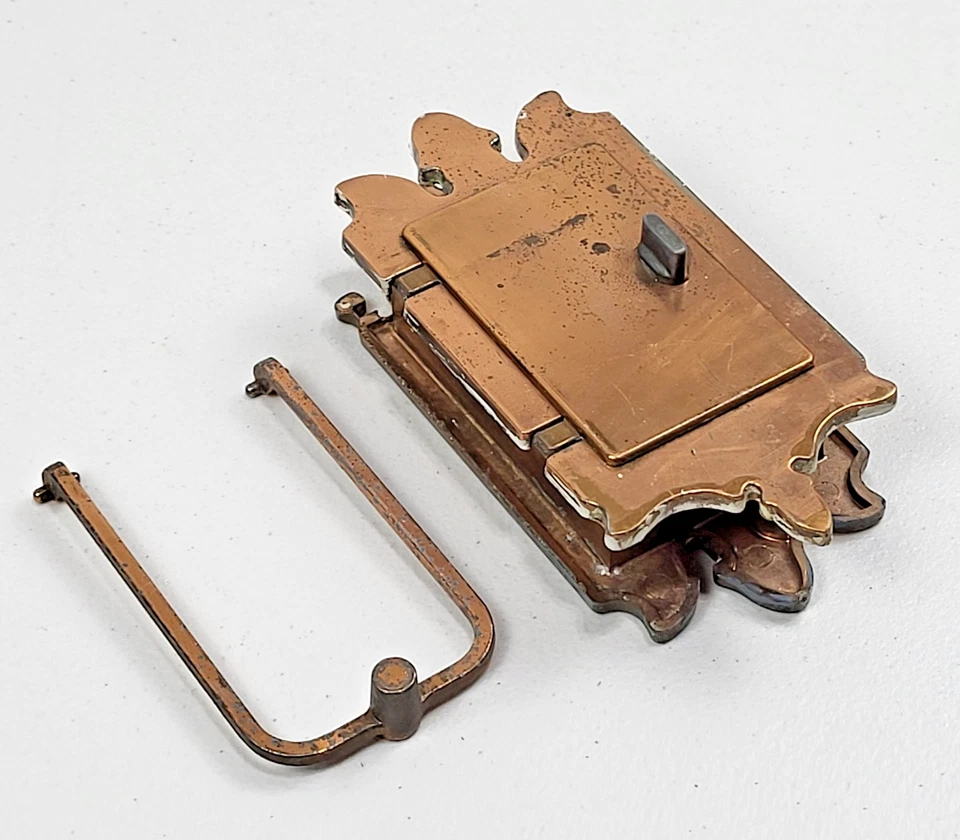 Antigua mirilla de bar clandestino Art Deco puerta llamador visor latón macizo cobre de colección Foto 2 de 4