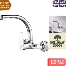 Elegant Wall Mounted Kitchen Tap - 360° Rotating Chrome Mixer for Modern Homes