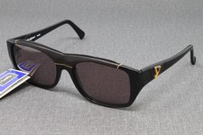 Yves Saint Laurent Unisex Sunglasses Square Black Leather Trim Plastic Frame VTG