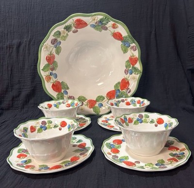 Primrose Strawberry Blueberry Mixed Berries Plates Bowls Serving Melamine Set
