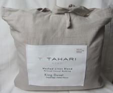 Tahari Home KING Washed Linen Blend Duvet Cover ONLY NEW Beige