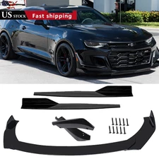 Front Bumper Lip Chin Spoiler Body Kit Splitter Side Skirt For Chevrolet Camaro