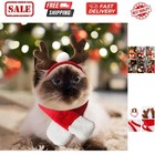 Cat Reindeer Antlers with Christmas Scarf, Small Dog Santa Costume, Pet Xmas ...