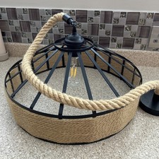 Retro Style 40cm Ceiling Light Fitting - Industrial style Rope and Metal