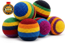 Hacky Handmade Knitted Footbag - Colorful Crochet Sack Set