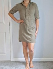 Khaki Green Shirt Dress size 8 UK Summer Utility warehouse short sleeved 