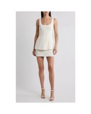 New Amanda Uprichard Empire Layered White Cocktail Graduation Mini Dress Medium
