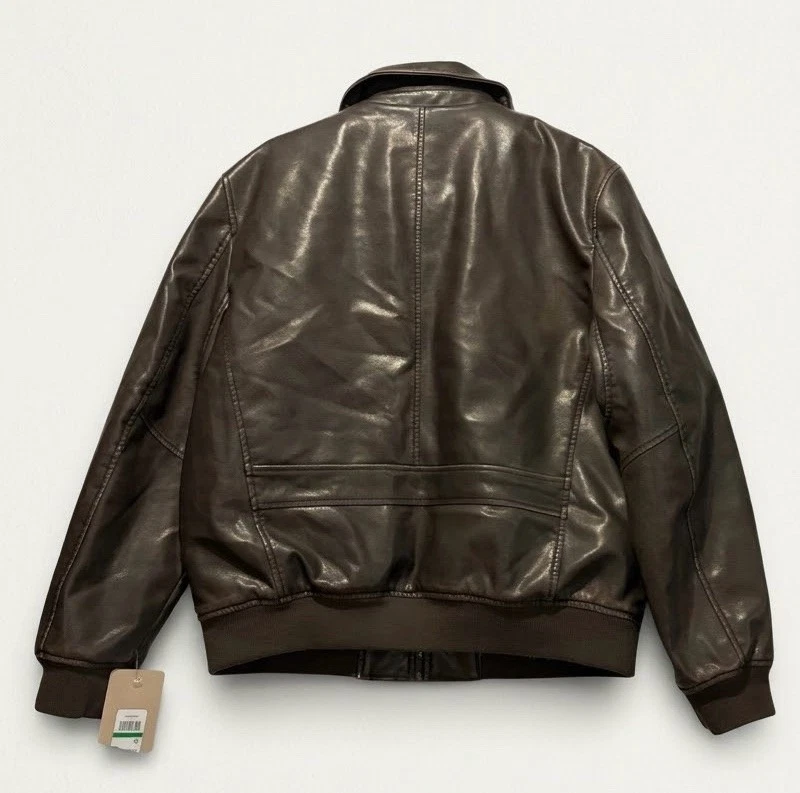 Levi's Men's Faux Leather Bomber Jacket Coat Brown XL New With Tags MSRP $195 - product detail image 2
