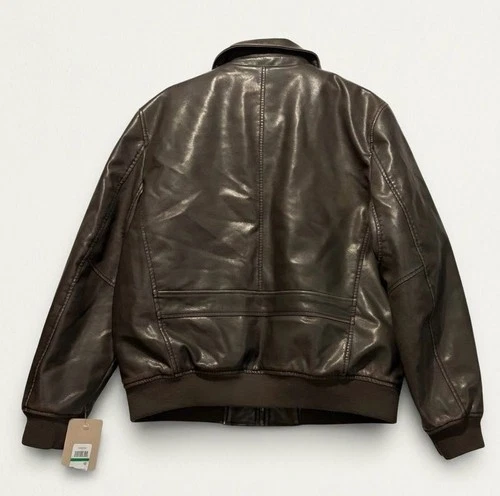 Levi's Men's Faux Leather Bomber Jacket Coat Brown XL New With Tags MSRP $195 image 2