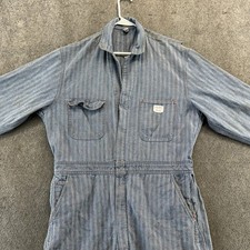 VTG Big Mac JC Penny Coveralls Mens 44L Blue Herringbone Workwear 90s