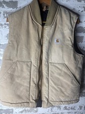 Carhartt VTG Men  s Duck Canvas Vest Quilt Lined Made In USA VQ186 L - Distressed