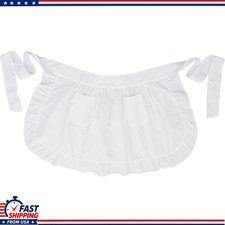 Retro Ruffles Half Waist Maid Apron with Pockets, White Vintage FrilColor: White