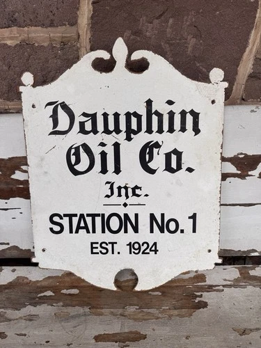 Vintage Dauphin Oil Co Sign Wood Single Face