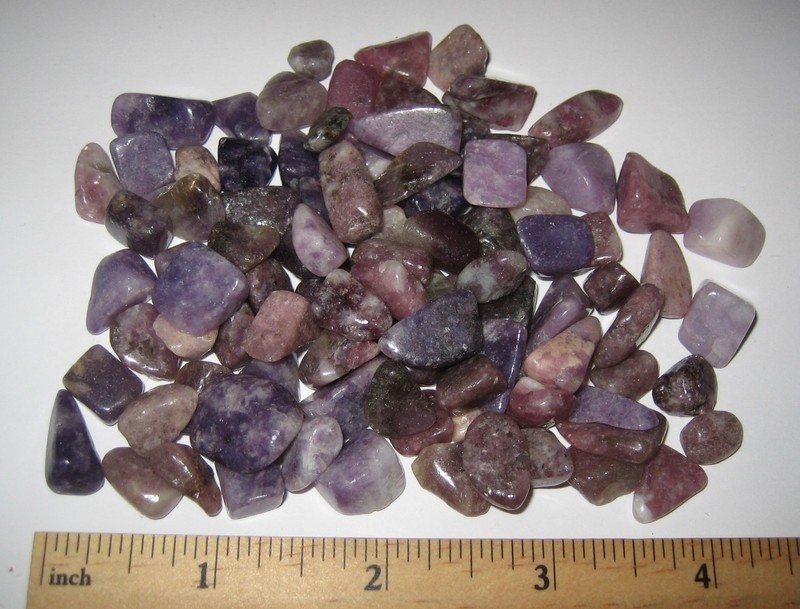 93 TUMBLED POLISHED SMALL NATURAL 0.3"- 0.6" PURPLE LEPIDOLITE STONES 137.5g *3