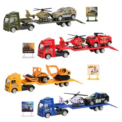 Kran Anhänger Abschleppwagen Spielzeug, Autotransporter Spielzeug, Lernspielzeug Rückzug