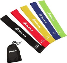 Resistance Loop Exercise Bands with Instruction Guide and Carry Bag, Set of 5