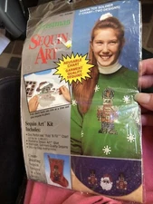 Vintage Distlefink Designs Sequin Art Santa/Toy Soldier Christmas Ugly Sweater