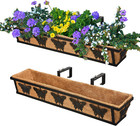 Window Box Railing, 32In Black Metal Hanging Flower Planter Basket with Coco Lin