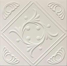 Decorative Texture Ceiling Tiles Glue UP - R2AW Antique White Finish On SALE