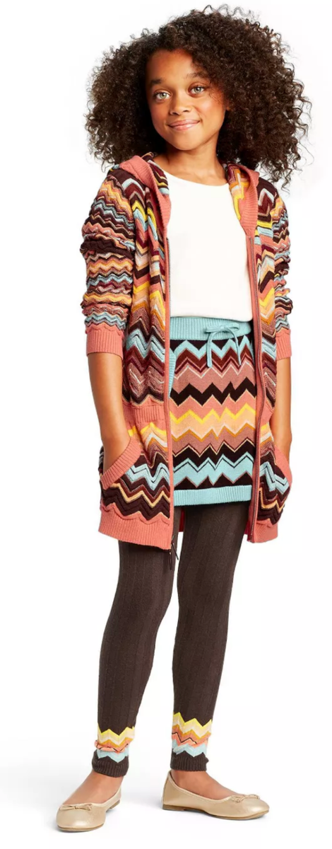 Cardigan à Capuche Zipé Missoni Fille - Taille XL - Motifs Zigzag Et Cible - Manches Longues - Neuf Avec étiquettes