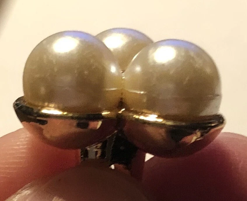 8 Gold Tone Plastic & Faux Pearl Plastic Shank Buttons 11/16" 17.5mm 10063 - Image 3 of 3