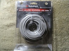 RADIO SHACK 50 FT. 15.24M TELEPHONE LINE CORD MODULAR.4-PIN RJ-11/RJ-14 