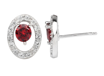 5mm Natural Red Garnet Sterling Silver Stud Earrings January Birthstone