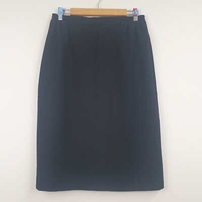 Vintage Jaeger Skirt Womens UK 14 Black Midi Wool Lined Business Tailored