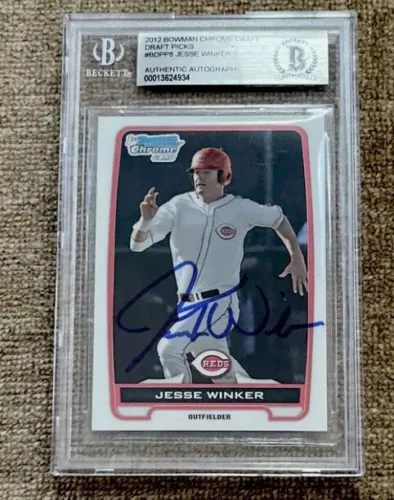 JESSE WINKER ROOKIE AUTO AUTHENTIC BAS SIGNED 2012 BOWMAN CHROME DRAFT