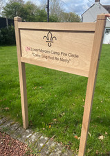 CHUNKY Personalised Oak House Sign, Custom Engraved Framed Wood Sign on Posts