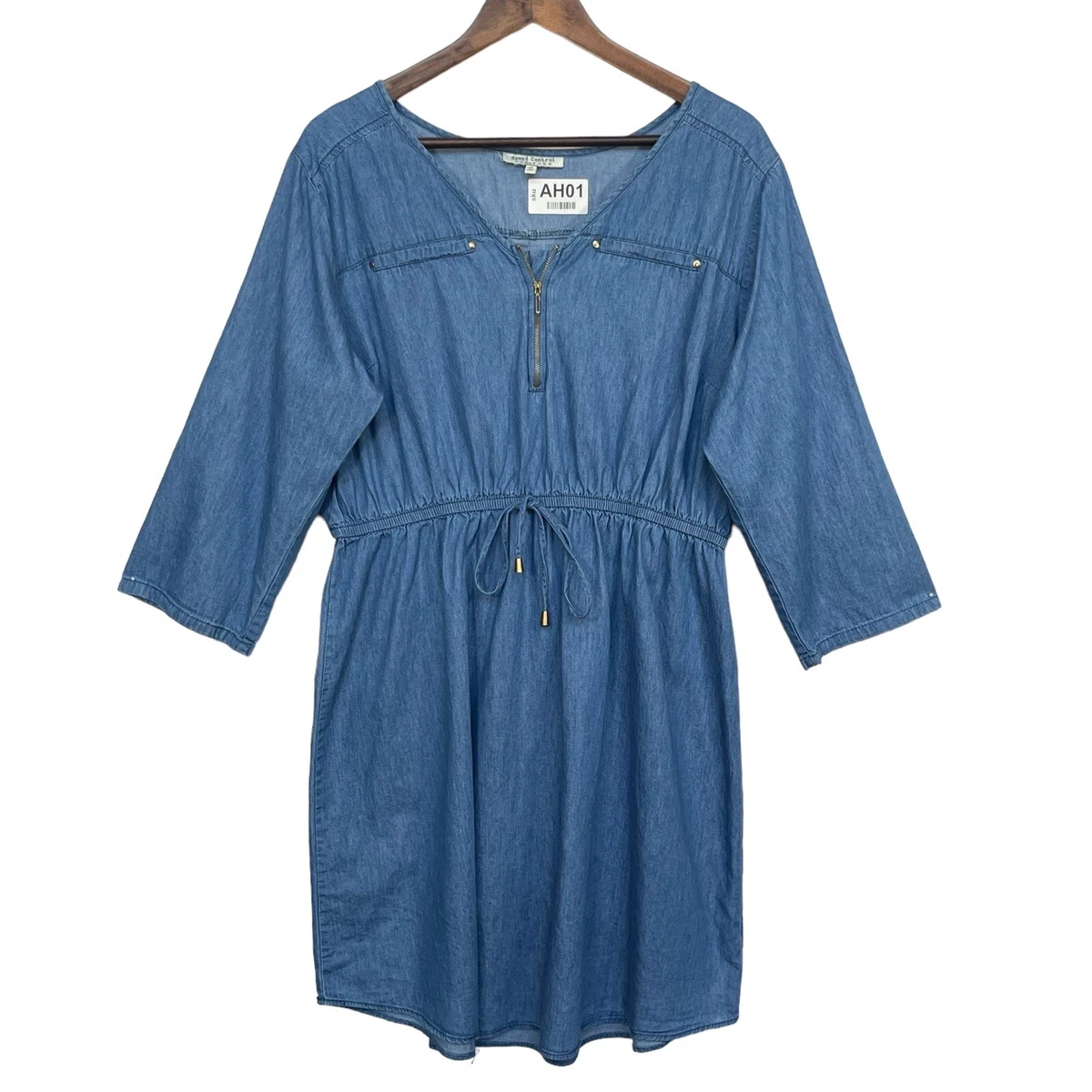 speed control denim dress Speed Control Womens Sz M Blue Solid Sleeveless Denim Dress
