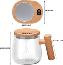 Electric Self Stirring Mug with Heating Base and Lid High Speed Glass Mixing Cup