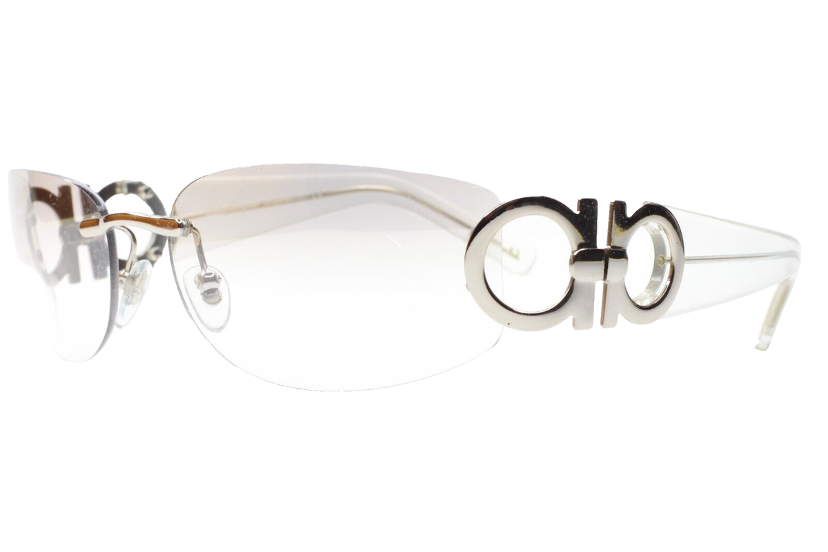 【美品】Salvatore Ferragamo リムレスサングラス　ヴァラリボン Salvatore Ferragamo SF1047 511/61 Silver Rimless Luxury Italy