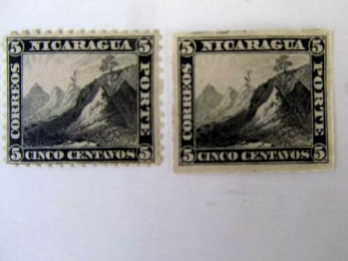 Nicaragua 1862 #5 & #10 Liberty Cap on Mtn Peak  Mint OG H/R Fine - Picture 1 of 1