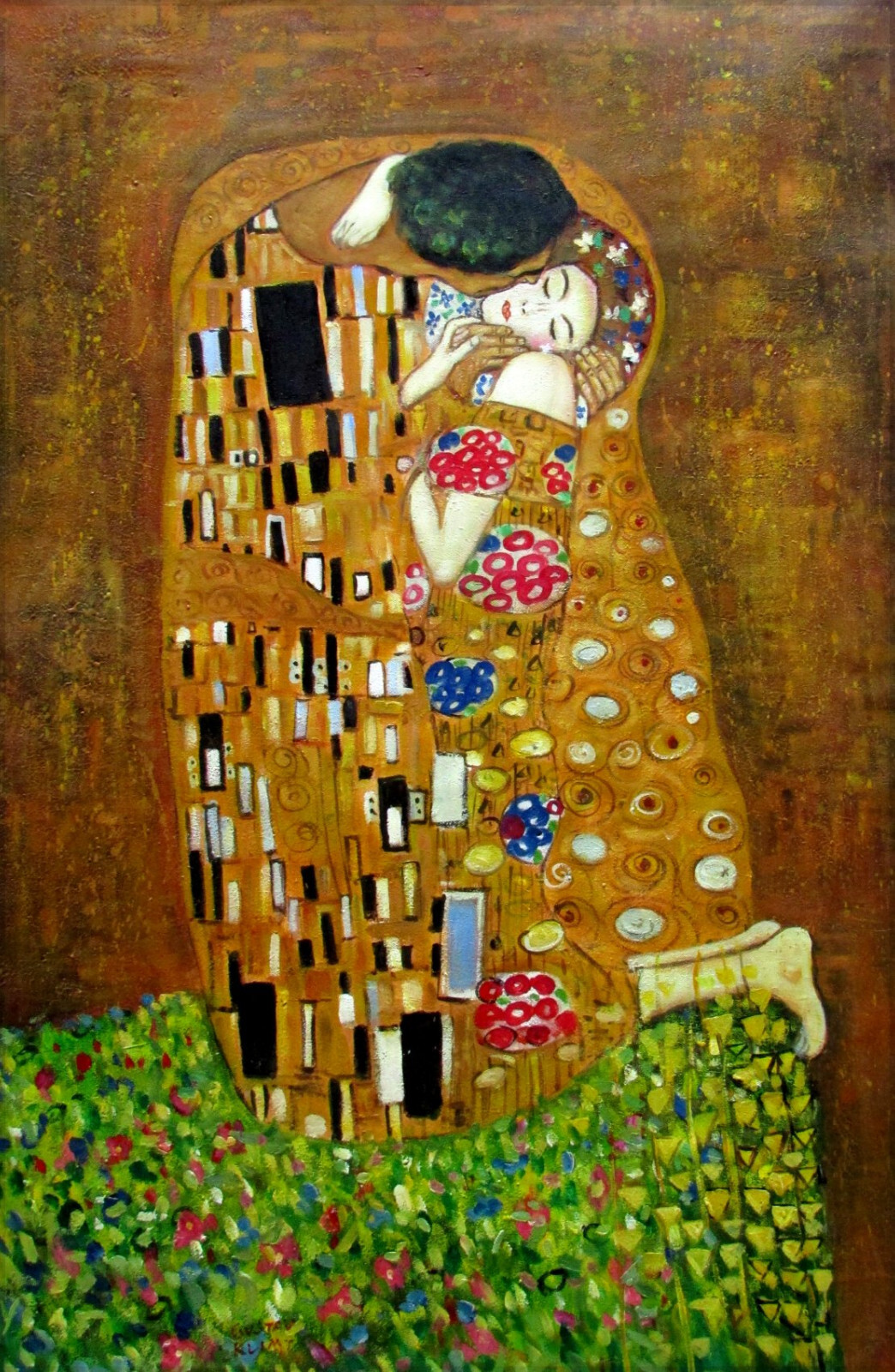 Quality Hand Painted Oil Painting, Gustav Klimt the Kiss Repro, 24x36in ...