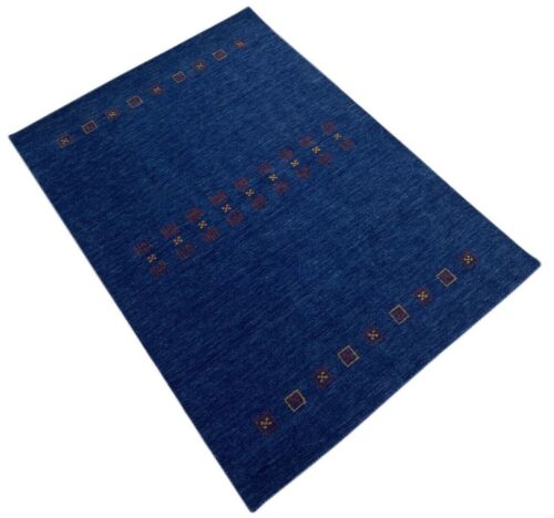 Blue Gabbeh Living Room Carpet 100% Wool 170x240 CM Oriental Hand Woven W5 - Zdjęcie 1 z 8