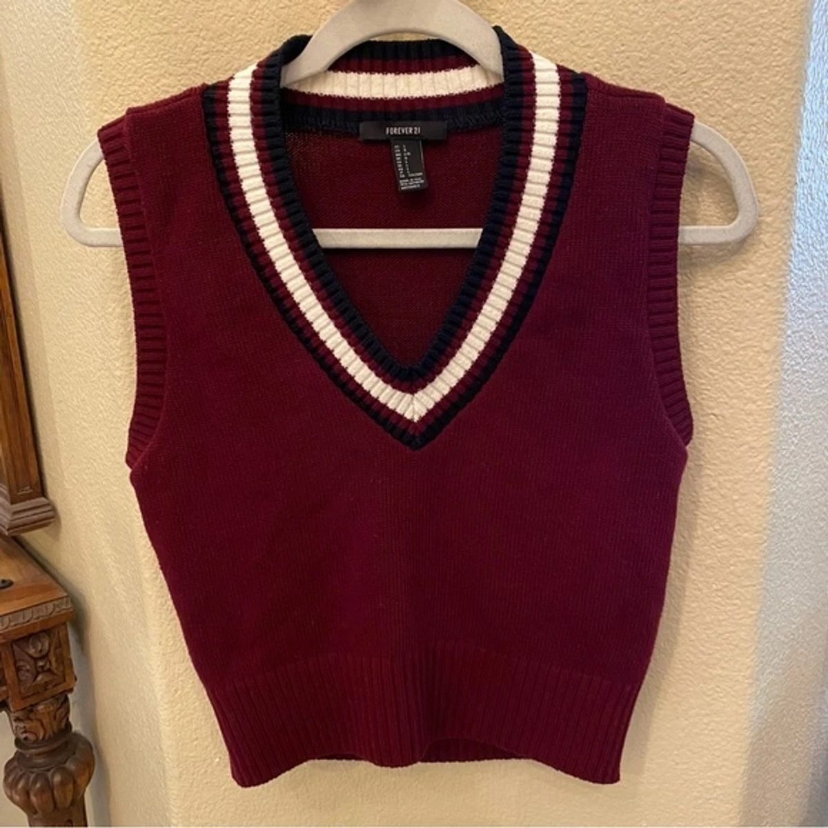 FOREVER 21 Girls Burgundy Preppy Vest Size Large eBay