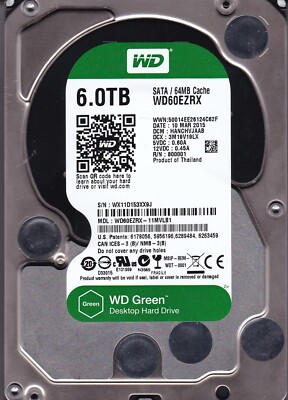 WD60EZRX-11MVLB1 dcm: HANCHVJAAB sn WX11D1 MAR 2015 6TB SATA 3.5 Western Digital