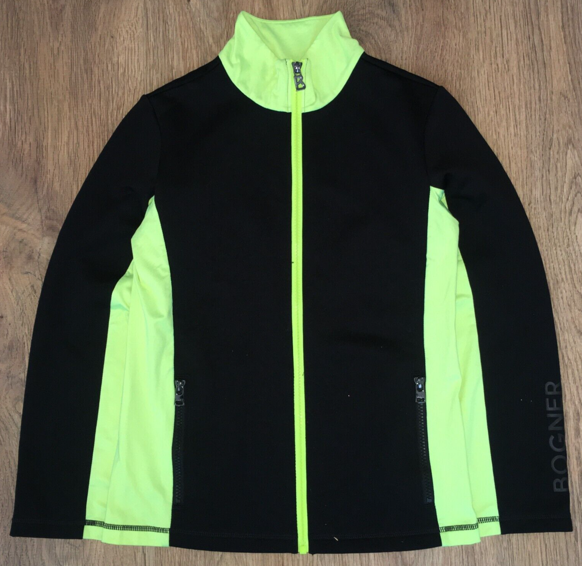 Bogner womens Black Yellow Softshell Tracksuit Track Top Jacket size L