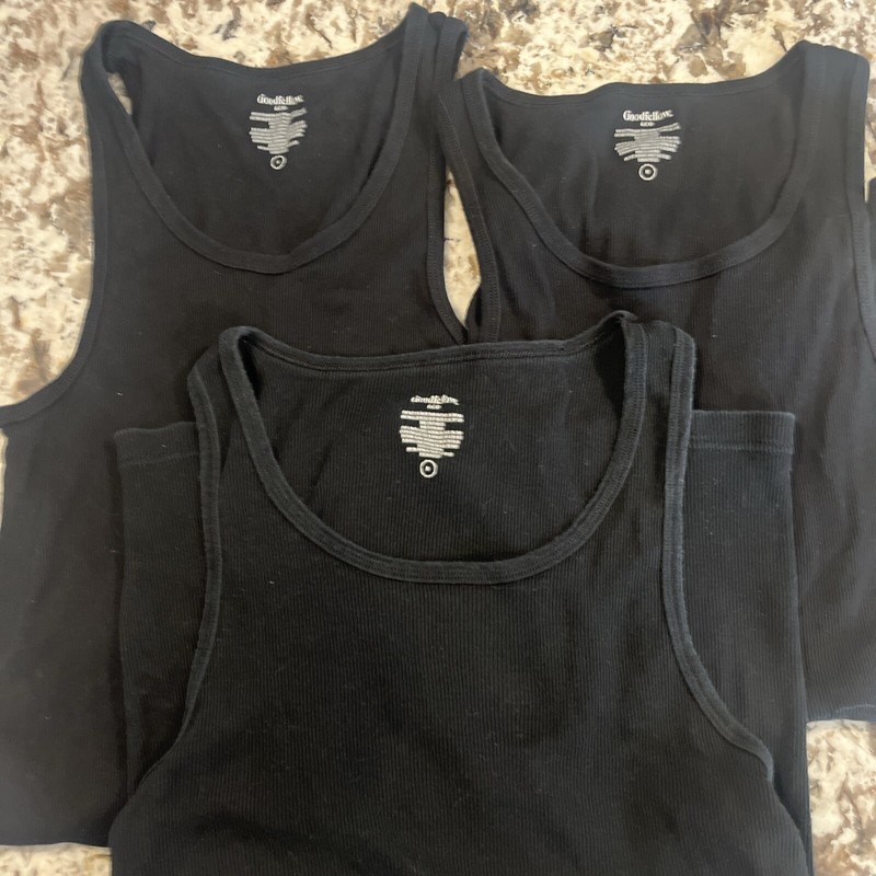 GOODFELLOW & CO MENS Classic TANKS 3 A-Shirts BLACK Size medium Ribbed Cotton