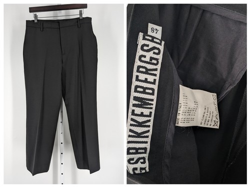 Dirk Bikkembergs, Dirk Bikkembergs Vintage 90s Black Trousers Polywool Pants 32" Italy 48